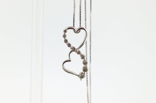 10k DIAMOND Journey Pendant open HEART Infinity Pendant necklace. 10k Infinity Heart Diamond Pendant. st(75)