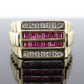 10k Ruby Diamond ring. 10k Yellow Gold RLX Rolex style Mens signet channel ruby ring. st(133)