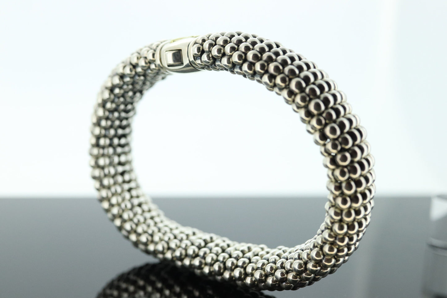 LAGOS Caviar Bracelet. Sterling Silver 18K Yellow Gold Bubbly Heavy Bracelet. (st250)