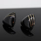 14k Carved Onyx Triangle Earrings. Carved Gemstone Onyx Gold Inlay stud earrings. st(37)