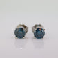 14k Diamond BLUE studs 1ctw earrings. 14k white gold BLUE Diamond Solitaire earrings. Fancy Diamond earrings st(173)