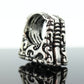 Dian Malouf RING. Triple Three Stacked Rings. Heavy sterling Silver and 14k Signet Rings DLM Collection (st114)