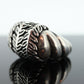 Heavy MODERNIST sterling Silver 925 Signet Rings. FERN leaves High Dome. Potential Dian Malouf DLM Collection (st114)
