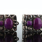 Dian Malouf Clip On EARRINGS. Purple Agate Cabochon Heavy sterling Silver and 14k Gold Modernist Earrings DLM Collection (st122)