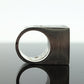 PUIG DORIA MODERNIST Ebony and sterling Silver 925 Heavy Square Signet Rings. (st114)