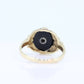 10k Onyx Oval and diamond ring. 10k gold onyx ring. Vintage Mourning Ring. st(109)