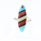 Heavy ZUNI Sterling Silver Signet ring. Navajo Turquoise Oyster Onyx MOP Cluster Ring.  St(14)
