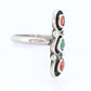 ZUNI Sterling Silver Signet ring. Navajo Green Turquoise Oyster Trio Cluster Ring.  St(14)