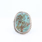 Zuni Navajo Large Sterling Silver Signet ring. Turquoise Bezel set Ring.  St(15)