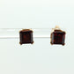 Princess GARNET 14k Gold Stud Earrings. Square Garnet studs earrings. (st67)