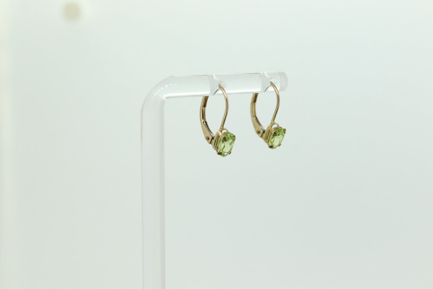 10k Green Peridot oval cut dangle hoop earrings. st (32)