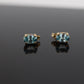 10k Blue Topaz STUD earrings. 10k Dainty oval Topaz stud earrings. st(45)