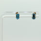 14k Blue TOPAZ Rectangle cut stud earrings. Dainty Blue Topaz Studs. st(40)