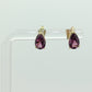 14k Tourmaline Stud Earrings. Rubellite Pink Purple Tourmaline Pear Drop Cut Stud Prong earrings. st(35)