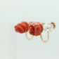 Coral Earrings. 14k Carved Coral Rose Flower Blooming Earrings. Non-Pierced Screw Clips Clip ons. Tension earrings. st(75)