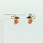 Coral Earrings. 14k Carved Coral Rose Flower Blooming Earrings. Dainty design. st(45)