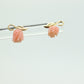 Coral Earrings. 14k Carved Coral Rose Flower Blooming Earrings. Dainty design. st(45)