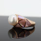 14k Large Mabe and MOP Ring. 14k Rose Gold Mother of Pearl inlay and  Pearl Solitaire ring. st(31-1)