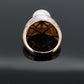 14k Large Mabe and MOP Ring. 14k Rose Gold Mother of Pearl inlay and  Pearl Solitaire ring. st(31-1)