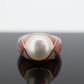 14k Large Mabe and MOP Ring. 14k Rose Gold Mother of Pearl inlay and  Pearl Solitaire ring. st(31-1)