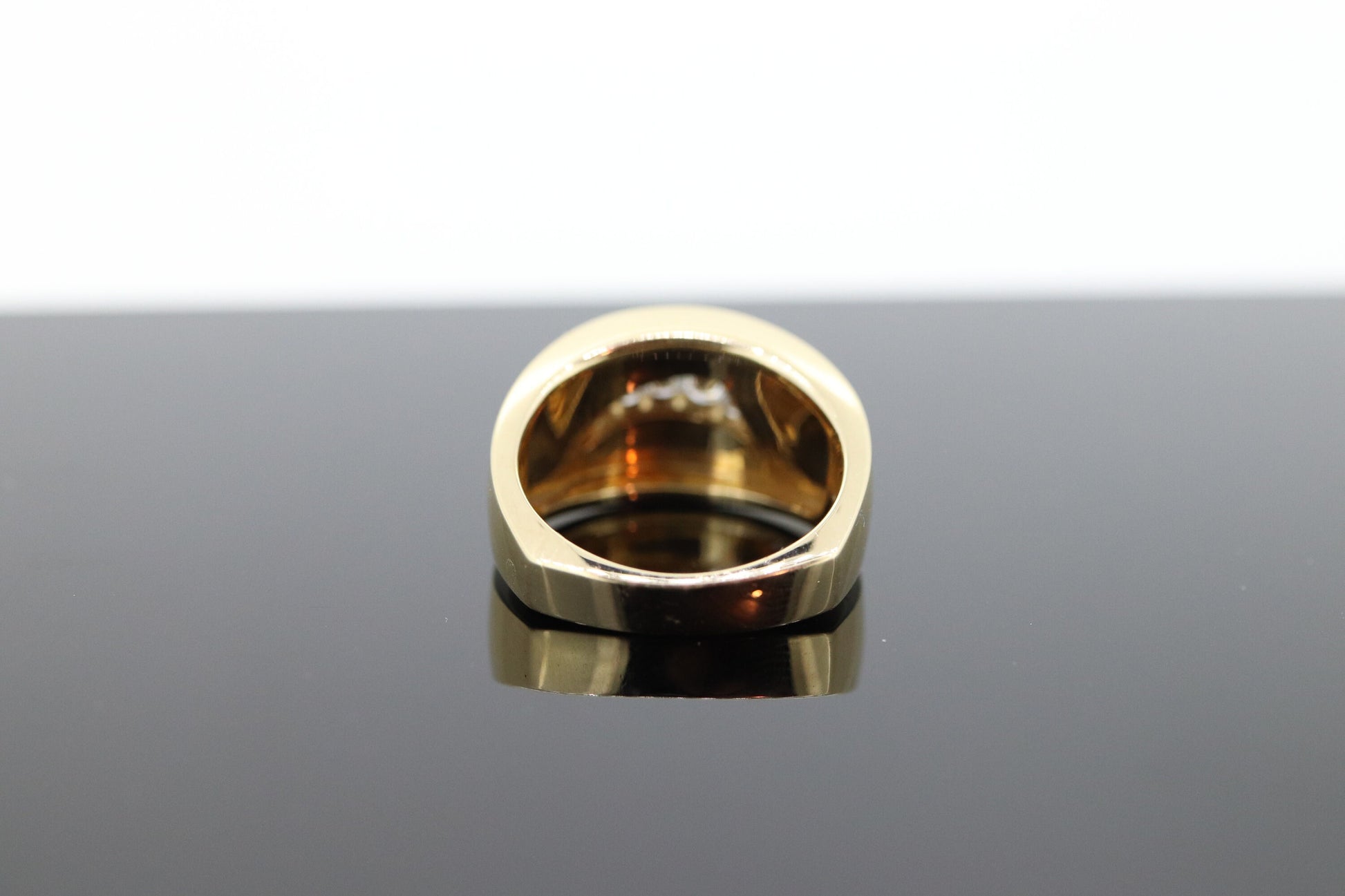 Bagley & Hotchkiss Dome RING 14K Yellow Gold Inlaid Gemstone Ring Mother of Pearl Lapis Turquoise DIAMOND RING  st(36-7)