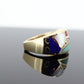 Bagley & Hotchkiss Dome RING 14K Yellow Gold Inlaid Gemstone Ring Mother of Pearl Lapis Turquoise DIAMOND RING  st(36-7)