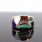 Bagley & Hotchkiss Dome RING 14K Yellow Gold Inlaid Gemstone Ring Mother of Pearl Lapis Turquoise DIAMOND RING  st(36-7)