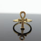 14k ANKH RING. Egyptian Cross Ring 14k Textured Yellow Gold. st(84)