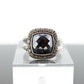 David Yurman ALBION Hematite Diamond ring. Sterling Diamond Halo Hematite Cable ring. st(236)