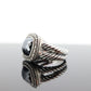 David Yurman ALBION Hematite Diamond ring. Sterling Diamond Halo Hematite Cable ring. st(236)