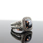 David Yurman ALBION Hematite Diamond ring. Sterling Diamond Halo Hematite Cable ring. st(236)