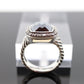David Yurman ALBION Hematite Diamond ring. Sterling Diamond Halo Hematite Cable ring. st(236)