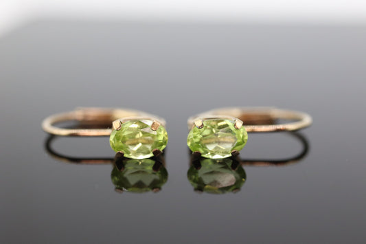 10k Green Peridot oval cut dangle hoop earrings. st (32)