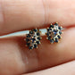 10k Sapphire and Diamond Halo Cluster Stud Earrings. Sapphire Diamond Halo Marquise Earrings. st(86)