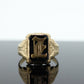 10k ONYX L I or E ring. 10k Letter L or E statement ring. Calligraphy L or E initial Men or Women ring. st(86)