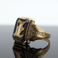 10k ONYX L I or E ring. 10k Letter L or E statement ring. Calligraphy L or E initial Men or Women ring. st(86)