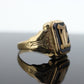 10k ONYX L I or E ring. 10k Letter L or E statement ring. Calligraphy L or E initial Men or Women ring. st(86)
