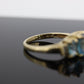 Blue TOPAZ 3 stone past present future ring. 10k THL Samuel Aaron. st(37)