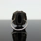 Sterling Silver Oval Onyx ring. Engraved Outline Vintage. st(37)