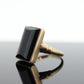 10k ONYX Cabochon ring. Rectangle Onyx bezel set victorian mourning ring. PSCO. st(105)