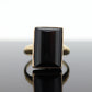 10k ONYX Cabochon ring. Rectangle Onyx bezel set victorian mourning ring. PSCO. st(105)
