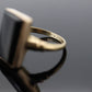 10k ONYX Cabochon ring. Rectangle Onyx bezel set victorian mourning ring. PSCO. st(105)