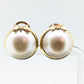 14k Large MABE Pearl Clip On earrings. Non Pierced Omega Back Clips Mabe Pearl Earrings st(144)