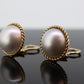 Carl D Lindstrom 14k Large MABE Pearl Clip On earrings. 14k CDL Non Pierced Omega Back EarClips Mabe Pearl Earrings st(127)