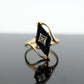 10k ONYX and diamond ring. KITE Rhombus Onyx set victorian mourning ring. st(138)