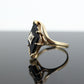 10k ONYX and diamond ring. KITE Rhombus Onyx set victorian mourning ring. st(138)