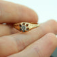 Antique Belcher Set Diamond 14k Filigree ring. 1/6ct Victorian Prong Diamond Ring Engraved Buttercup diamond st(161)