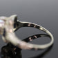 Antique Pearl Sapphire ring. 20k white gold engraved Open ring. 1920s 20k Gold Engraved band. st(276)