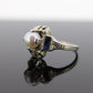 Antique Pearl Sapphire ring. 20k white gold engraved Open ring. 1920s 20k Gold Engraved band. st(276)
