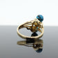 10k Turquoise and Pearl cluster ring. Bypass Turquoise and Pearl Bead Sphere Ball cluster set ring st(95)